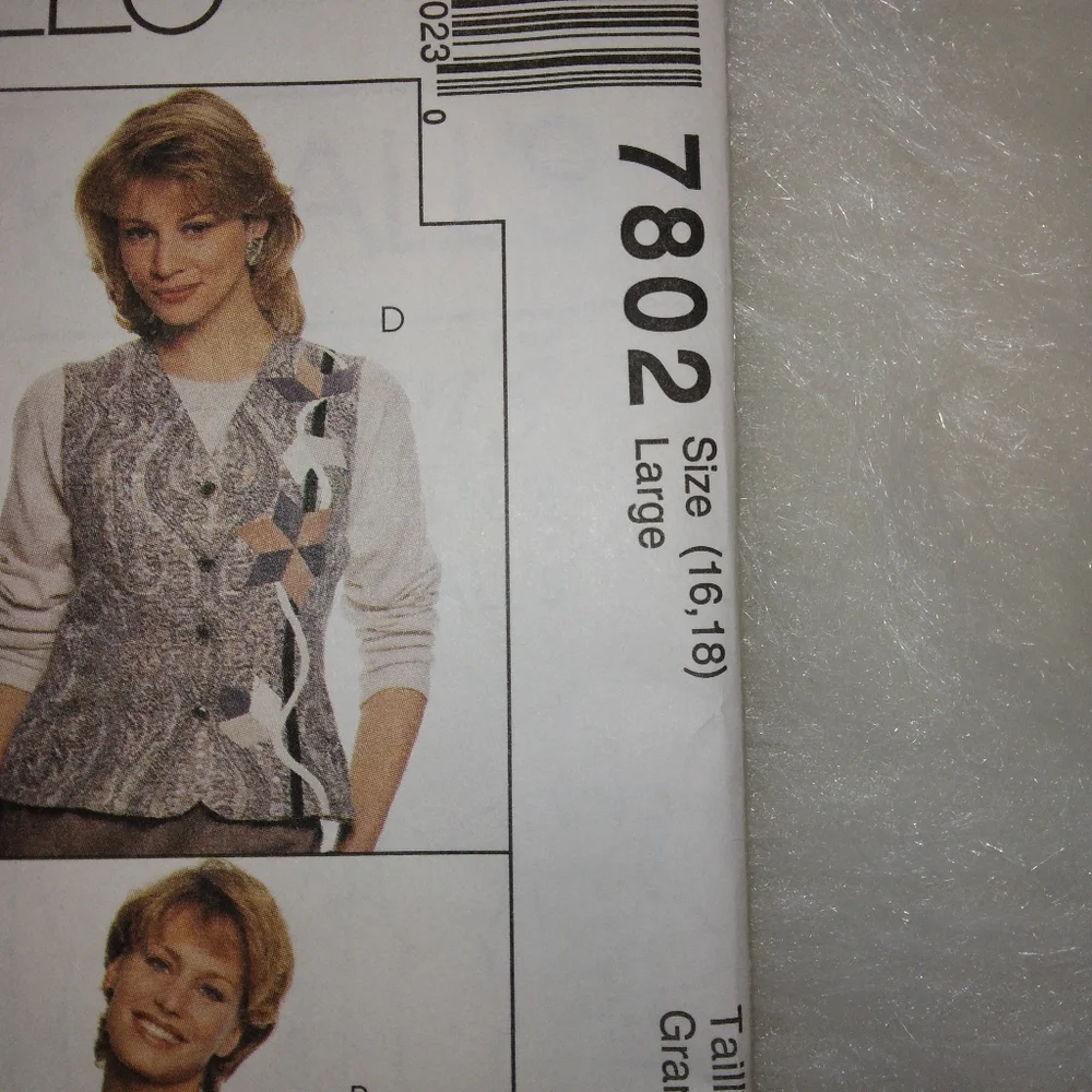 McCall's 7802 Misses' vests variations Size 16-18